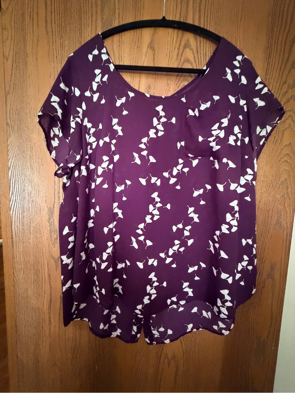 Women’s Purple Short Sleeve Printed Blouse
